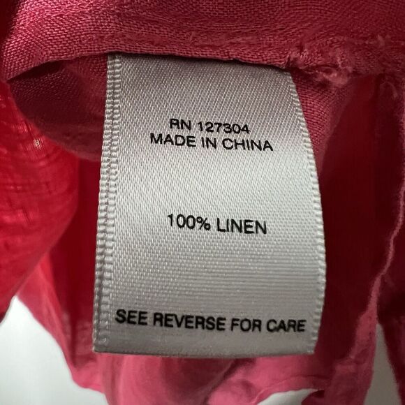 John Mark Top Womens XL Button Up Textured Ruched 3/4 Sleeves Linen Lagenlook - Picture 7 of 14